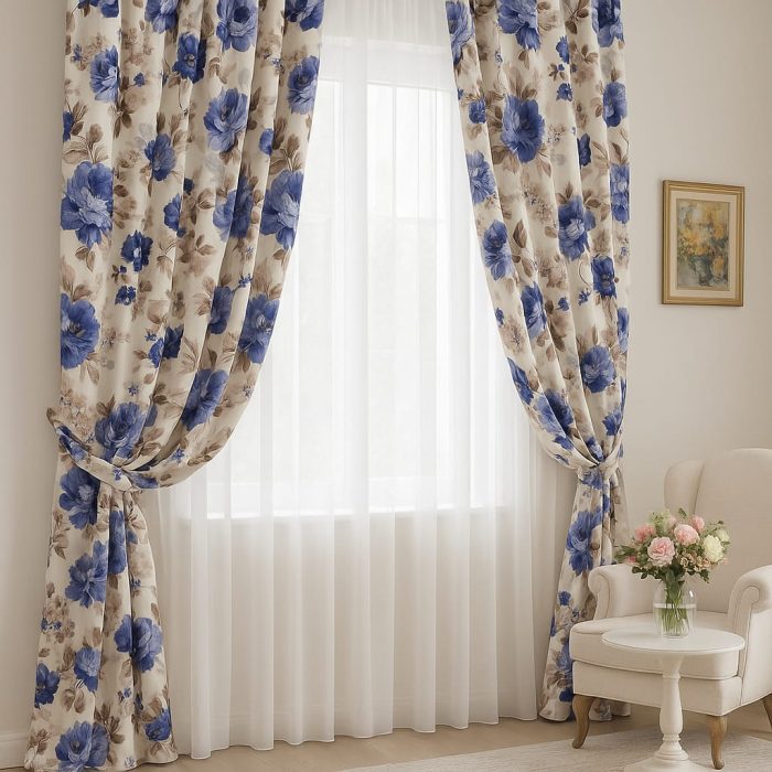 DRAPERIE PRINT FLOWER BLUE